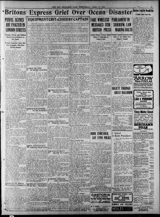 The San Francisco Call du 17/04/1912